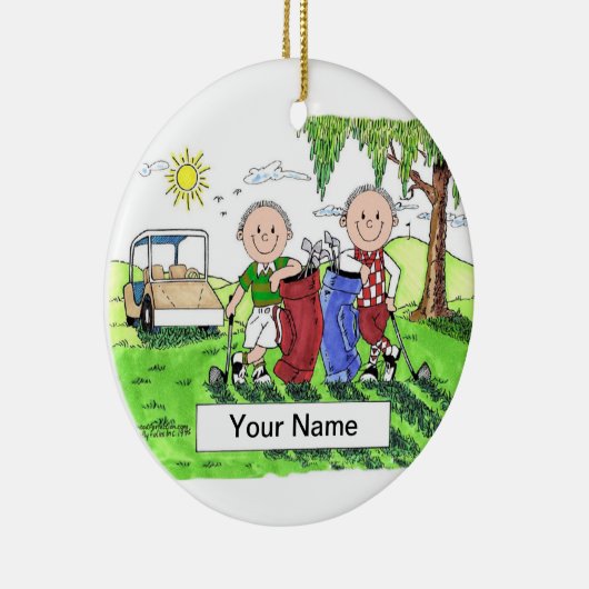 Golfvrienden - Mannelijk en Mannelijk Keramisch Ornament (Rechts)