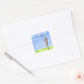 Golfvrouw speelt golf-Birthday-golfer Vierkante Sticker (Envelop)