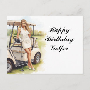 Golfvrouw speelt golf Verjaardag golfer Kaart