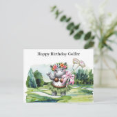 Golfvrouw speelt golf Verjaardag Hawaii Golfer Feestdagenkaart (Staand voorkant)