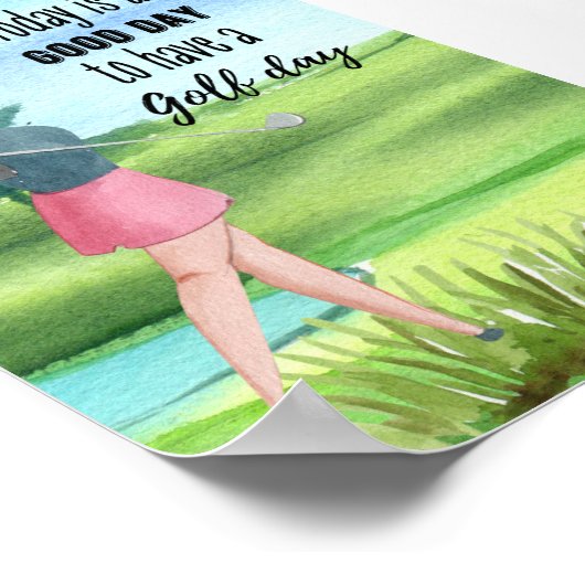 Golfvrouw speelt golf-waterverf poster (Hoek)