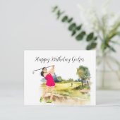 Golfvrouw speelt golfer Kaart (Staand voorkant)