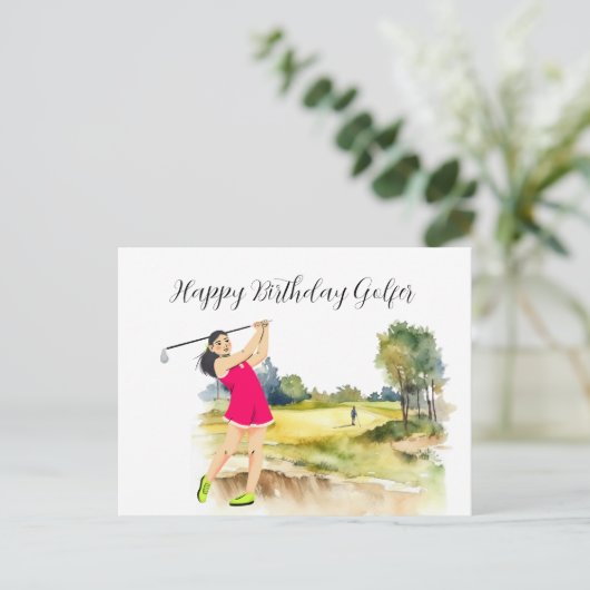 Golfvrouw speelt golfer Kaart (Staand voorkant)