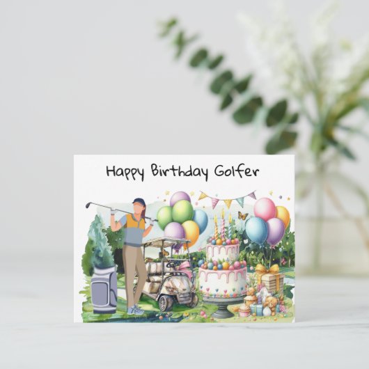 Golfvrouw speelt golfer Kaart (Staand voorkant)