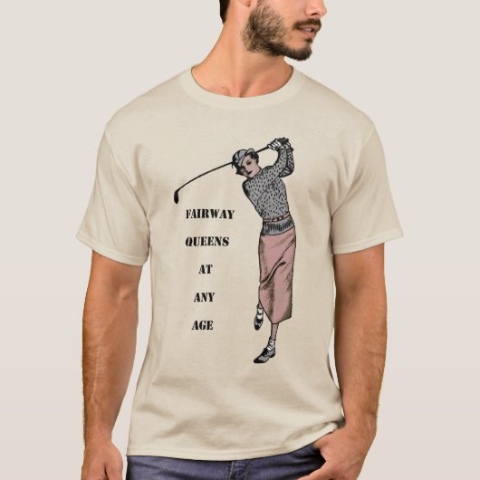 Golfvrouw Swinging de Golfclub URM T-shirt (Voorkant)