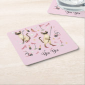 Golfvrouw thema vrijgezellenfeest kartonnen onderzetters (Schuin)