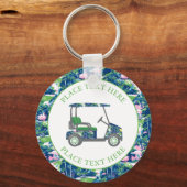 Golfwagentje met Preppy-golfprint Sleutelhanger (Voorkant)