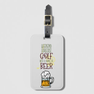 Golfweekend met bal en bier bagagelabel