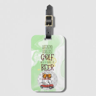 Golfweekend met bal en bier bagagelabel