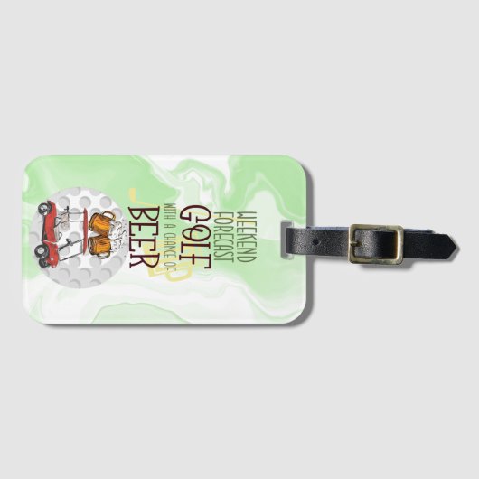 Golfweekend met bal en bier bagagelabel (Voorkant (horizontaal))