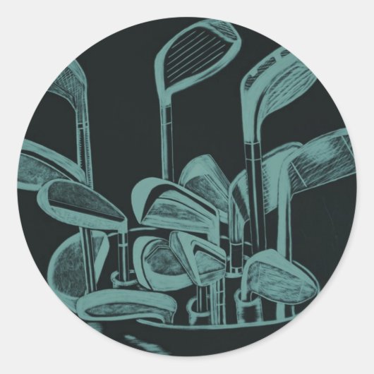Golfwerktuigen Ronde Sticker (Voorkant)