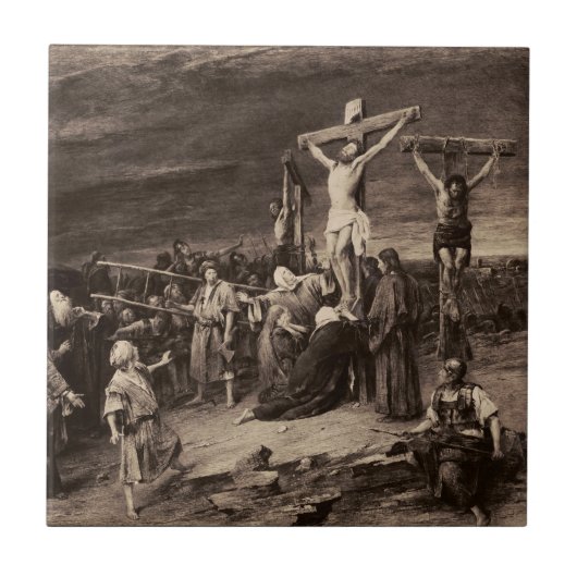 Golgotha-site en Jezus door Munkacsy Tegeltje (Voorkant)