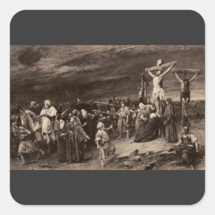 Golgotha-site en Jezus door Munkacsy Vierkante Sticker