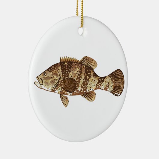Goliath Grouper Gamefish sea vectorillustratie Keramisch Ornament (Rechts)