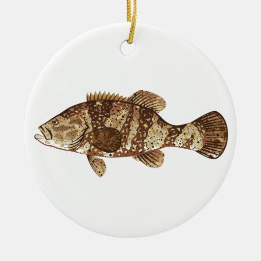 Goliath Grouper Gamefish sea vectorillustratie Keramisch Ornament (Voorkant)