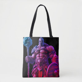 Goliath met een knots met punten op een herbruikba tote bag