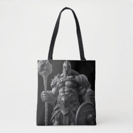 Goliath met knotsclub op een herbruikbare boodscha tote bag