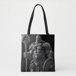 Goliath met knotsclub op een herbruikbare boodscha tote bag