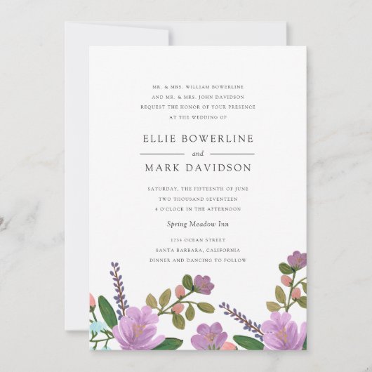 Golightly Floral bruiloft uitnodiging (Voorkant)