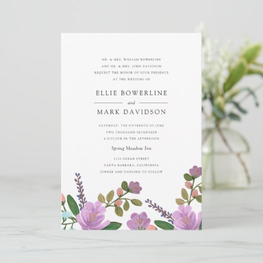 Golightly Floral bruiloft uitnodiging (Staand voorkant)