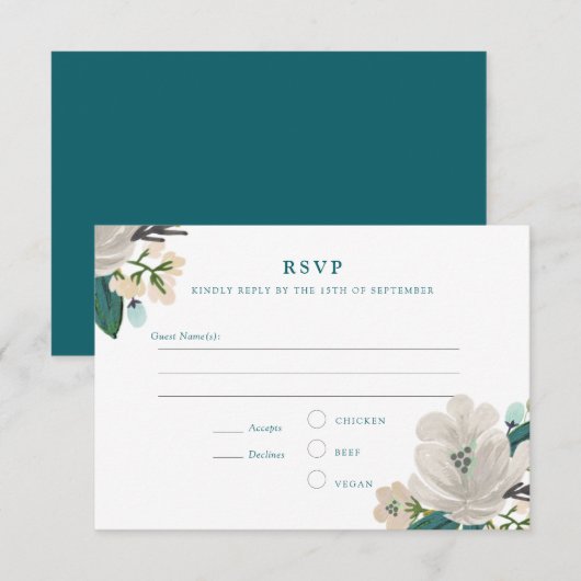 Golightly Floral Wedding RSVP (Voorkant / Achterkant)