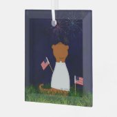 GOliver The Otter kijken naar vuurwerk Glas Ornament (Voorkant links)