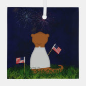 GOliver The Otter kijken naar vuurwerk Glas Ornament (Achterkant)