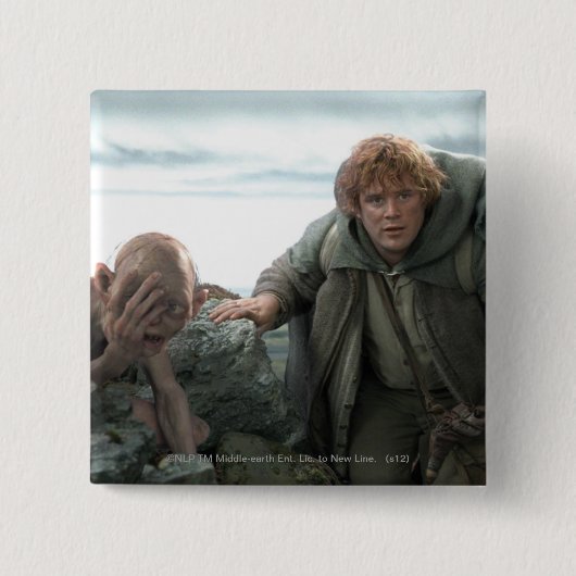 GOLLUM™ en Samwise Vierkante Button 5,1 Cm (Voorkant)