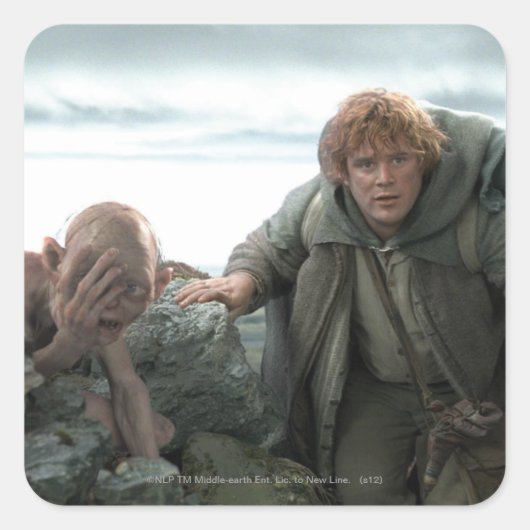 GOLLUM™ en Samwise Vierkante Sticker (Voorkant)