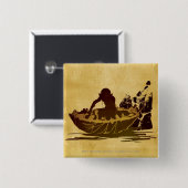 GOLLUM™ in a Raft Vierkante Button 5,1 Cm (Voorkant /achterkant)