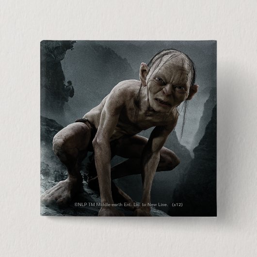 GOLLUM™ op een steen Vierkante Button 5,1 Cm (Voorkant)