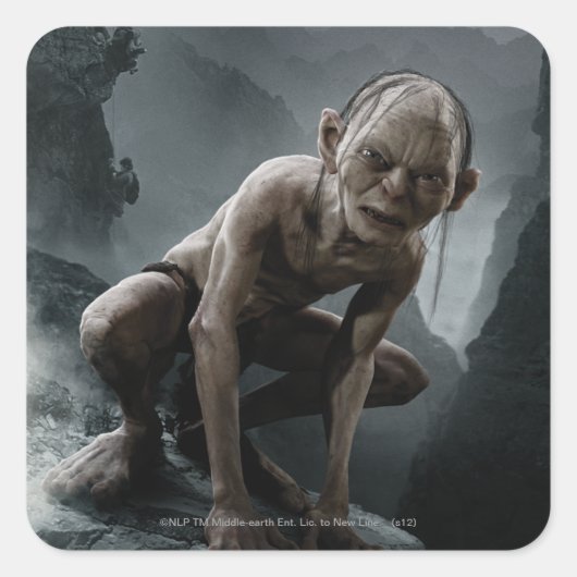 GOLLUM™ op een steen Vierkante Sticker (Voorkant)