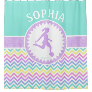 Golly Girls Rainbow Chevron en Blauwgroen Voetbal Douchegordijn