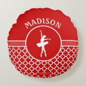 Golly Girls Red Quatrefoil en Polka-Stippen danser Rond Kussen (Voorkant)