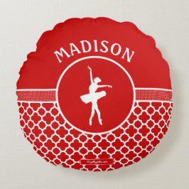 Golly Girls Red Quatrefoil en Polka-Stippen danser Rond Kussen