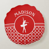 Golly Girls Red Quatrefoil en Polka-Stippen danser Rond Kussen (Achterkant)