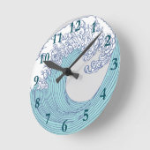 Golve Ocean Surf Art Print Asian Japans Ronde Klok (Hoek)