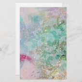 GOLVEN/ ABSTRACTE BLOEMDRAAIINGEN Goud Blauwgroen  Briefpapier (Voorkant / Achterkant)