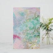 GOLVEN/ ABSTRACTE BLOEMDRAAIINGEN Goud Blauwgroen  Briefpapier (Staand voorkant)