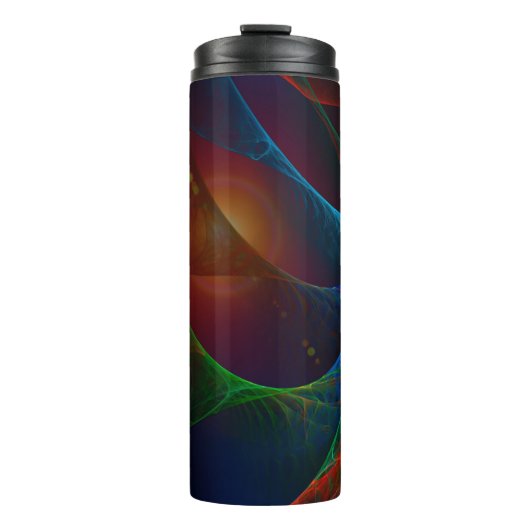 Golven Abstracte Vlam Fractal 3D Thermosbeker (Voorkant)