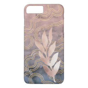 Golven achtergrond roze/blauw/goud met roze gouden iPhone 8/7 plus hoesje