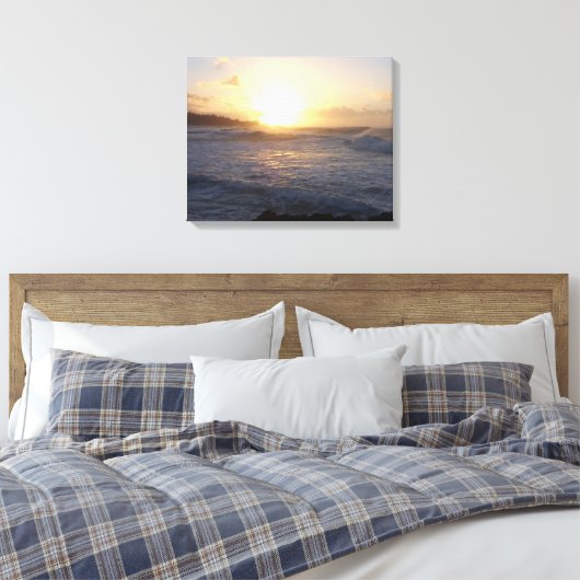 Golven bij zonsondergang canvas afdruk (Insitu (Slaapkamer))