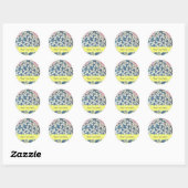 Golven,blauw geel ronde sticker (Vel)