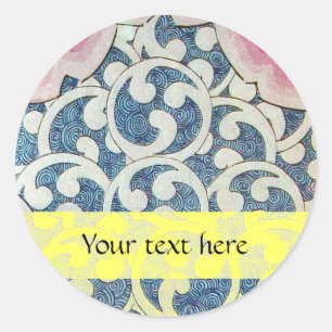 Golven,blauw geel ronde sticker