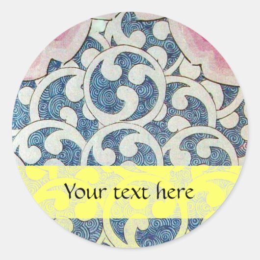 Golven,blauw geel ronde sticker (Voorkant)