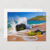 Golven botsten op het strand, Hawaii Briefkaart (Voorkant / Achterkant)