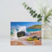 Golven botsten op het strand, Hawaii Briefkaart (Staand voorkant)