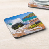 Golven botsten op het strand, Hawaii Drankjes Onderzetter (Linkerzijde)