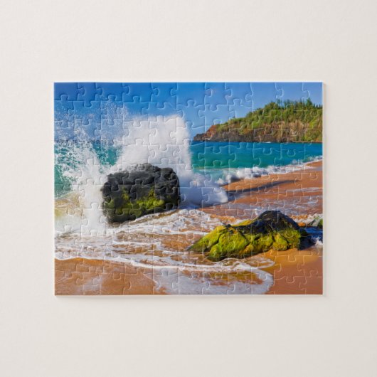 Golven botsten op het strand, Hawaii Legpuzzel (Horizontaal)