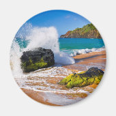 Golven botsten op het strand, Hawaii Magneet (Voorkant)